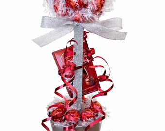 Lindt Lindor Red Milk Chocolate Sweet Tree Gift | Handmade Chocolate Tree | Birthday Gift