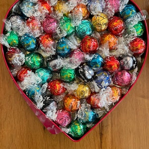 Lindt Heart tin with mixed Lindt Lindor chocolates