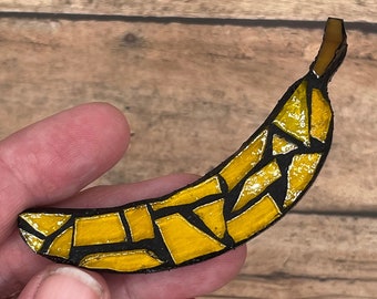 Banane Buntglas Mosaik ( Magnet oder Ornament )