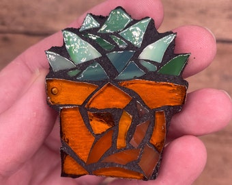 Succulent Stained Glass Mosaic ( magnet or ornament )