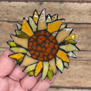Sunflower Stained Glass Mosaic ( magnet or ornament )