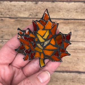 Ahornblatt Glasmosaik ( Magnet oder Ornament )