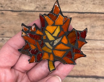 Maple Leaf Stained Glass Mosaic ( magnet or ornament )