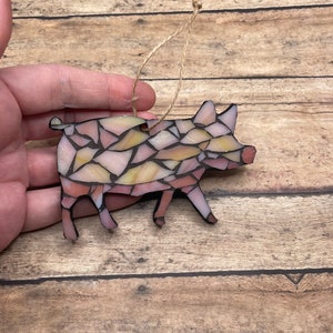 Pig Stained Glass Mosaic ( magnet or ornament )