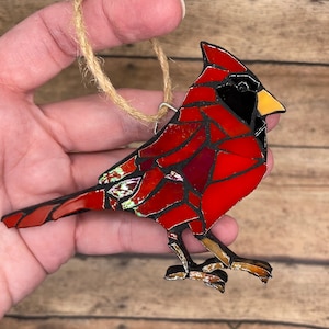 Cardinal Stained Glass Mosaic ( magnet or ornament )