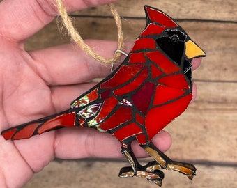Cardinal Stained Glass Mosaic ( magnet or ornament )