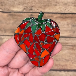 Strawberry Stained Glass Mosaic ( magnet or ornament )