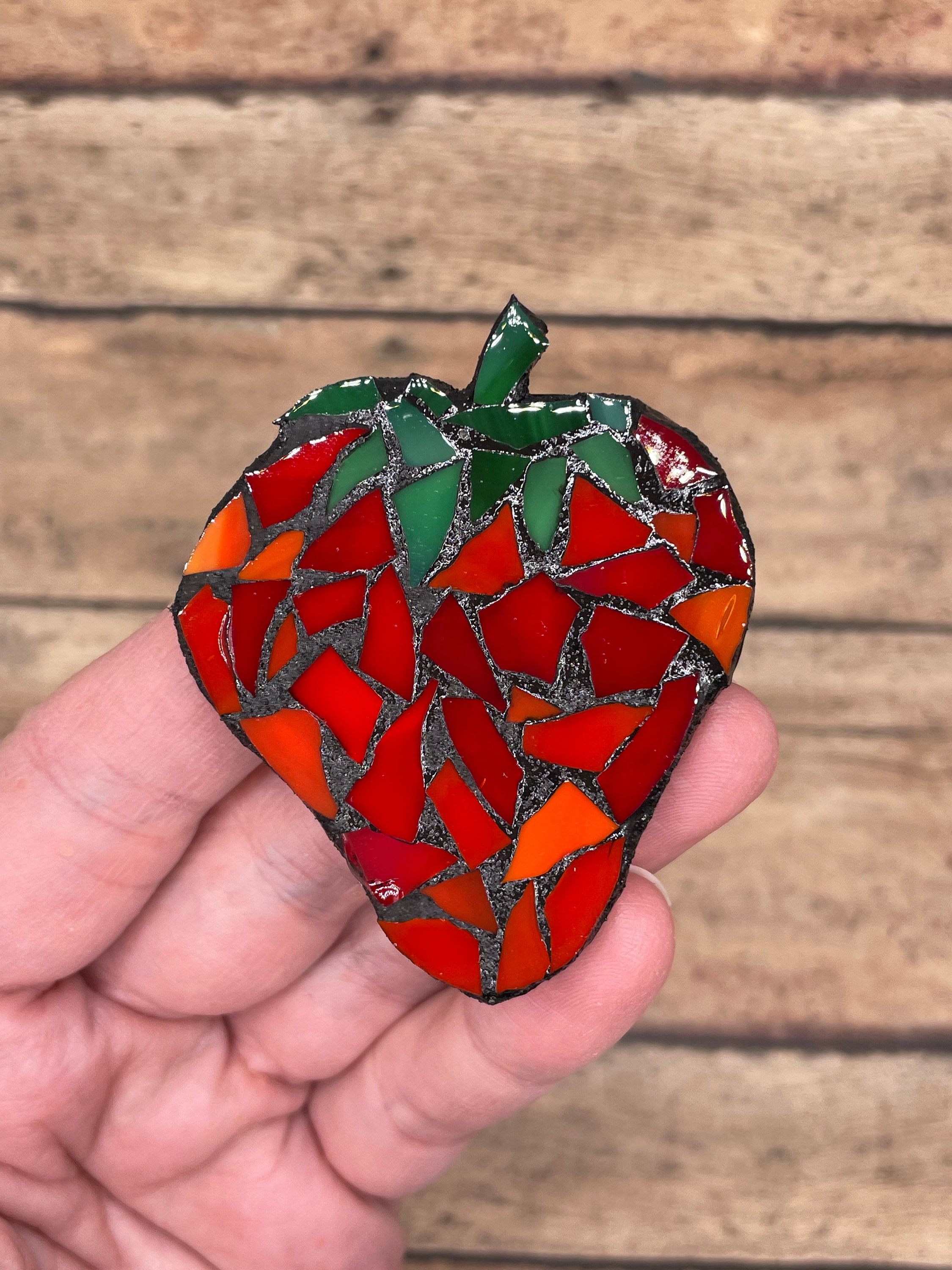 Strawberry Stained Glass Mosaic ( Magnet or Ornament ) - Etsy