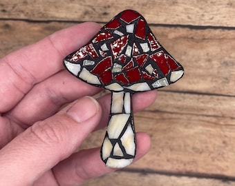 Mushroom Stained Glass Mosaic ( magnet or ornament )