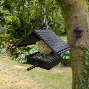 Minimalist Black Hanging House Shaped Nature Bird Feeder