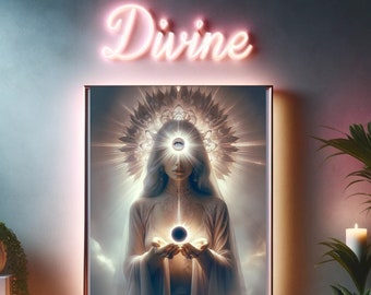 Eclipse Goddess Spiritual Wall Art Print, Sacred Feminine Celestial Artwork, Mystical Divine Feminine Decor, Ethereal Lunar Energy