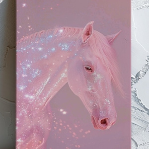 Sparkling Pink Unicorn Wall Art Print, Magical Fantasy Horse Decor, Glittery Unicorn Art, Dreamy Pink Wall Art, Mythical Creature Print
