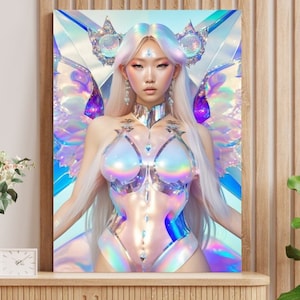 Enchanting Fairy Print, Fantasy Fairy, Feminine Print, Woman with Translucent Wings, Fairy Poster, Fairy Wall Decor, Pixie Print