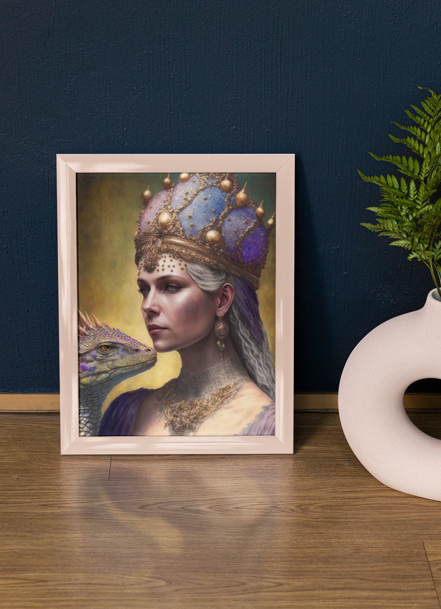 Queen with her Dragon Art Print | Dragon and Goddess | Fantasy Art | Fantasy Dragon Wall Art | Dragon Poster