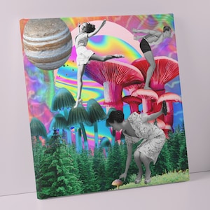Psychedelischer Pilz Kunstdruck (Digital Download) | Pilz Print | Vintage Collage Art | Pilz Wanddeko | Retro + Vintage Surreal
