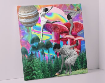 Psychedelic Mushroom Art Printable (Digital Download) | Mushroom Print | Vintage Collage Art | Mushroom Wall Decor | Retro + Vintage Surreal