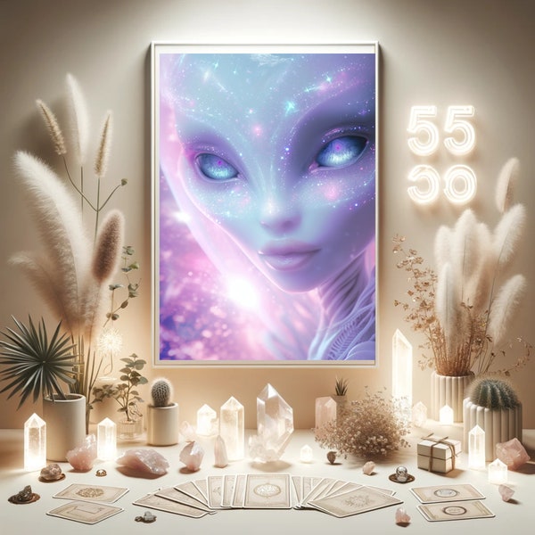 Celestial Origins - Pleiadian Starseed Digital Print - Galactic Humanoid Art - Mystical Space Wall Art - Instant Download