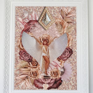 Queen Tina Turner Collage Art | Rose gold & Burgundy Wall Art | Tina Turner Art