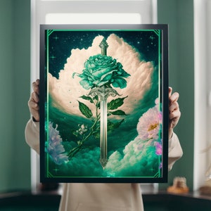 Ace of Swords Art Print, Tarot Card Art, Witchy Print, Tarot Home Decor, Minor Arcana Wall Art, Unique Tarot Print