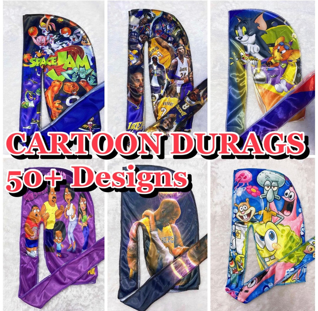 Cartoon Durag BUY 2 GET 1 FREE Men Durag/ Unisex Durag/ Designer Durag