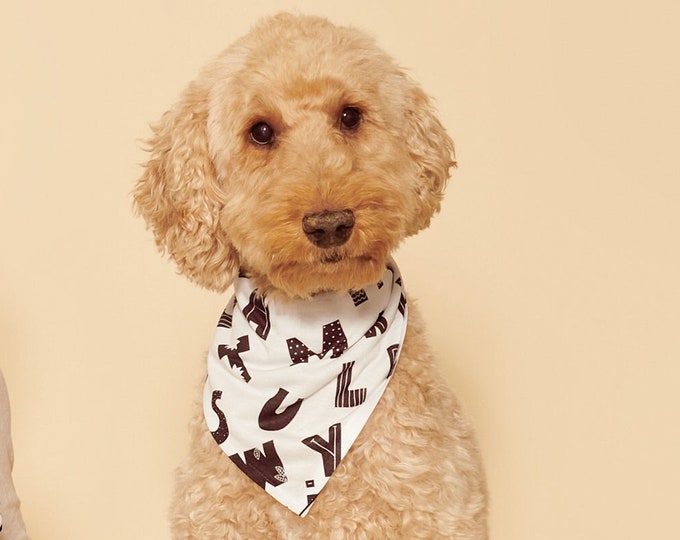 Alphabet Dog Bandana, Matching Fanny Pack also available, slides on over the collar, cute pattern bandana, dog scarf, bandana, neckerchief