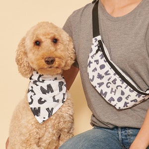 Alphabet Dog Bandana, Matching Fanny Pack also available, slides on over the collar, cute pattern bandana, dog scarf, bandana, neckerchief image 7