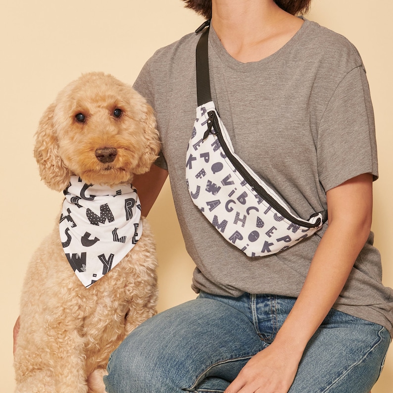 Alphabet Dog Bandana, Matching Fanny Pack also available, slides on over the collar, cute pattern bandana, dog scarf, bandana, neckerchief image 7