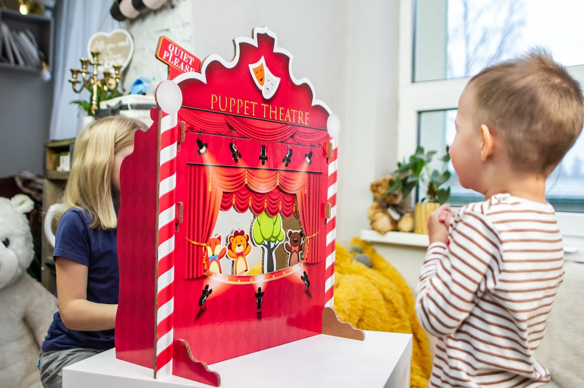Puppet Theatre made from cardboard kids role play Stage for Etsy