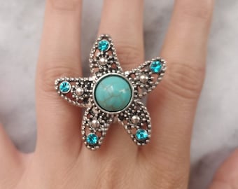 Boho Silver Star Adjustable Ring