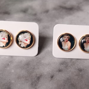 Marilyn Monroe Golden Stud Earrings