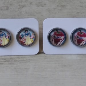 Snow White and the dwarfs handmade earrings, disney jewelry for women and girls.