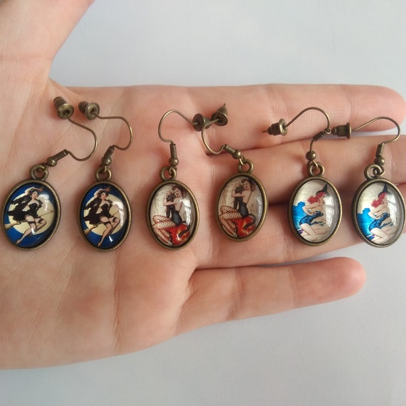 Pin up Girl Drop Earrings Etsy