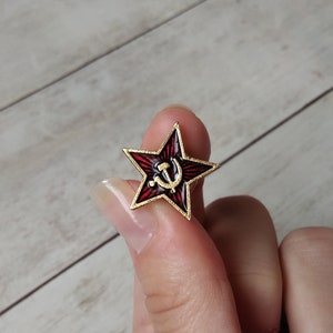 Insignia de pin socialista comunista de la estrella soviética de la hoz y el martillo de la URSS image 2