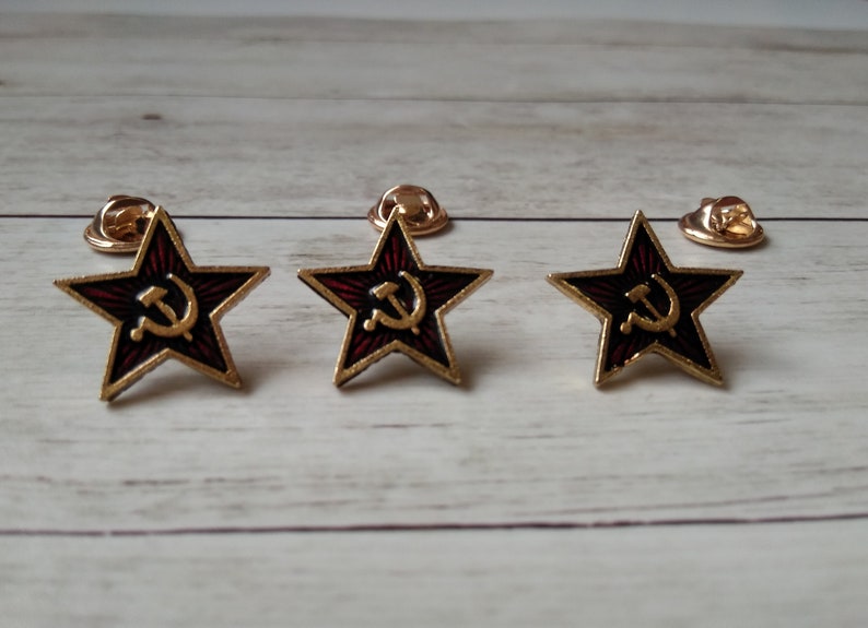 Insignia de pin socialista comunista de la estrella soviética de la hoz y el martillo de la URSS image 3