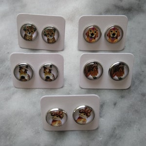 Flower Crown Animal Lover Stud Earrings