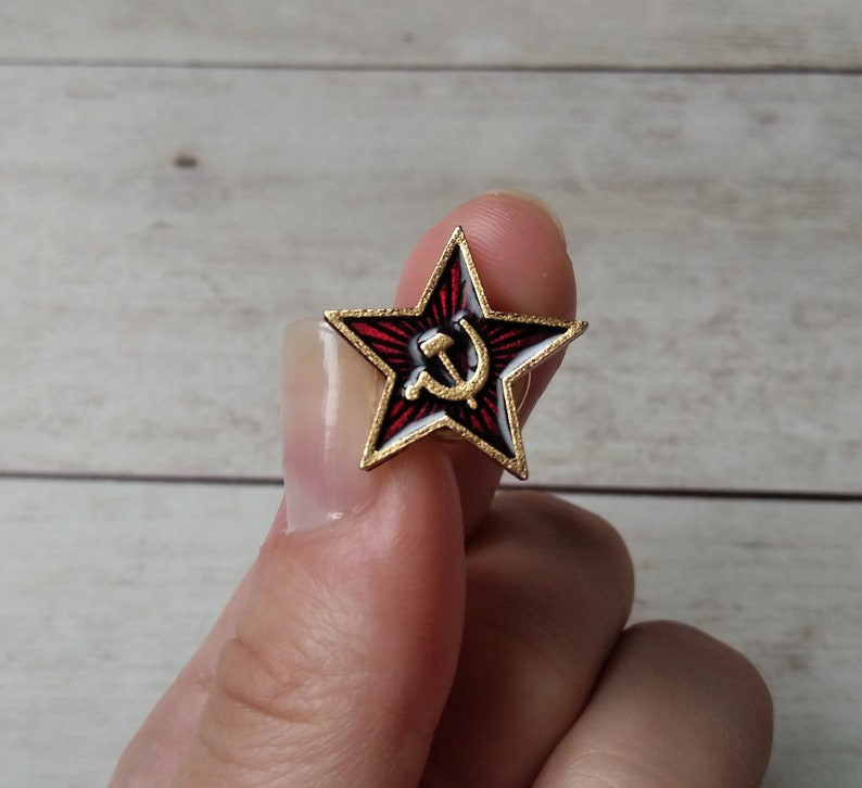 Insignia de pin socialista comunista de la estrella soviética de la hoz y el martillo de la URSS image 1