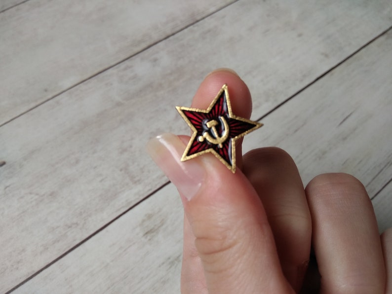 Insignia de pin socialista comunista de la estrella soviética de la hoz y el martillo de la URSS image 6