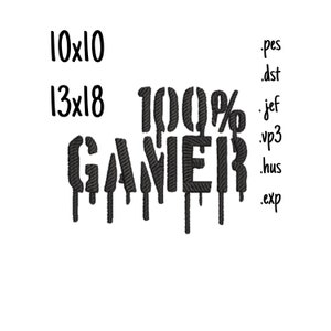 Embroidery file 100% gamer