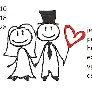 Embroidery file stick figure pair