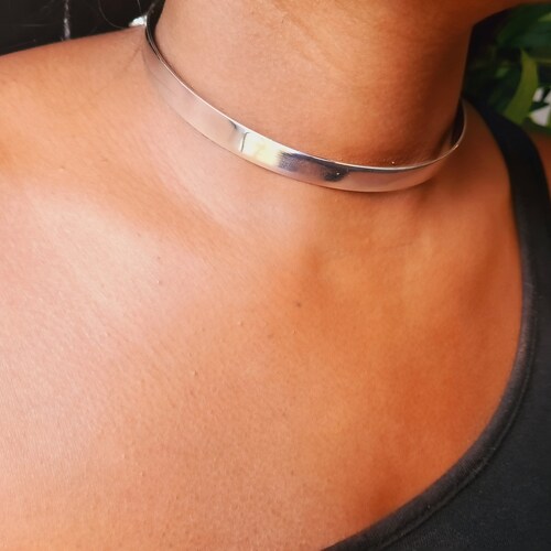 Statement Silver Metal Choker Collar - Etsy