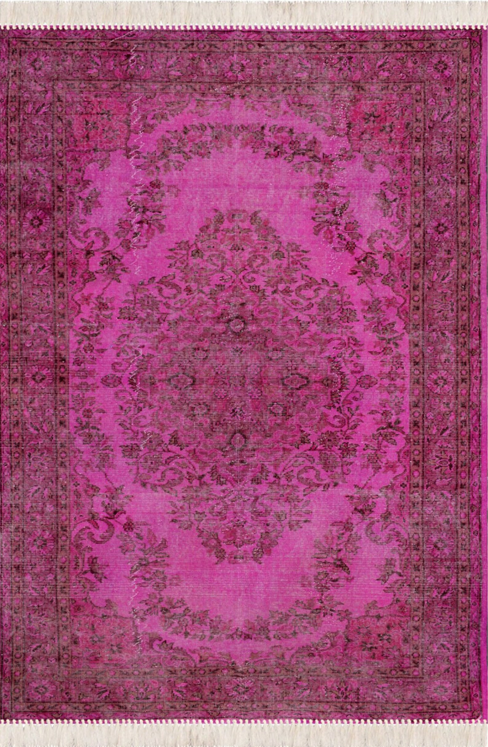 Hot Pink Turkish Rug Traditional Rug Vintage Look Isparta Etsy