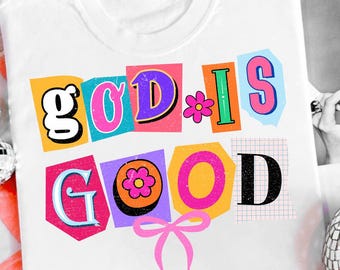 Retro Christian Coquette Png, God is Good Png, Preppy Christian Bow Png, Inspiring Christian Shirt Design, Boho Christian Png, Bible Verse