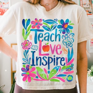 Teach Love Inspire Png, Boho Floral Teacher Png, Teacher Png, Retro Teacher Png, Teacher Gift Png, Teacher Sublimation, Back to School