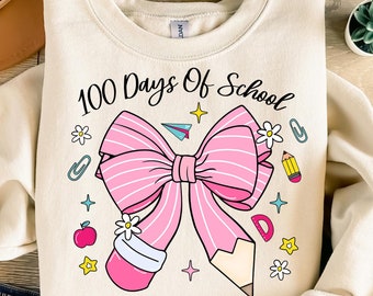 100 Days of School Coquette PNG, Teacher 100 Days Png, Coquette Teacher Png, 100 Days Shirt Design, Pink Coquette Bow Png, Teacher Stuff