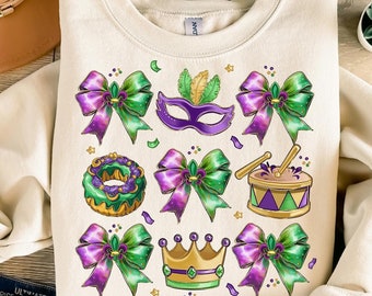 Mardi Gras Coquette PNG, Mardi Gras Png, Fleur De Lis Png, Mardi Beads Louisiana Festival Shirt Design, King Cake Png, Fat Tuesday Png