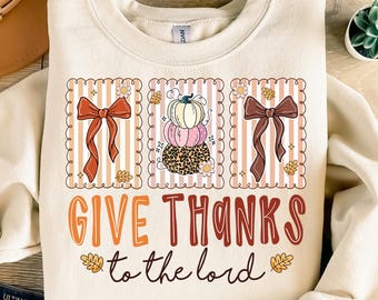 Give Thanks To The Lord Png, Floral Fall Christian Coquette Png, Preppy Fall Pumpkin Png, Bible Verse Png, Religious Jesus Png, Girly Autumn