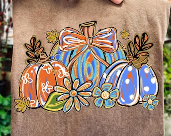 Floral Fall Pumpkin Png, Preppy Pumpkin Coquette Png, Glitter Pumpkin Png, Boho Autumn Flowers Png, Brushstroke Pumpkin Spice Png