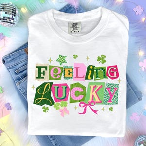 Feeling Lucky St Patricks PNG, Retro Patrick-skjortadesign, Coquette Clover-sublimering, digital nedladdning av Lucky Shamrock