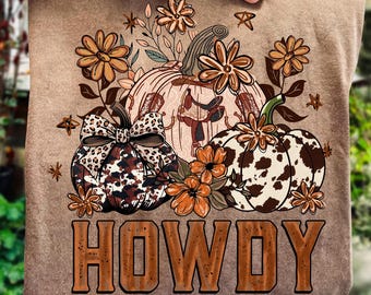 Floral Fall Western Pumpkin PNG, Howdy Png, Boho Pumpkin Coquette Png, Cowgirl Fall Png, Cowprint Pumpkin Png, Western Fall Coquette Png
