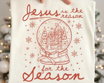 Jesus Is the Reason PNG, Retro Christian Christmas Nativity Png, Hand Drawn Religious Sublimation, Xmas Faith Shirt Design